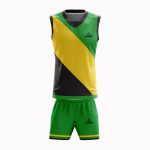 Red and yellow Custom Made Youth Basketball Uniforms USA