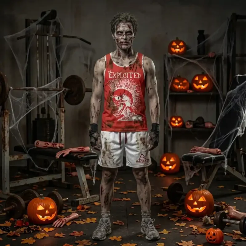 Workout shorts Halloween costume for a sporty zombie look